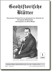 Umschlag der Zeitschrift Geohistorische Blaetter